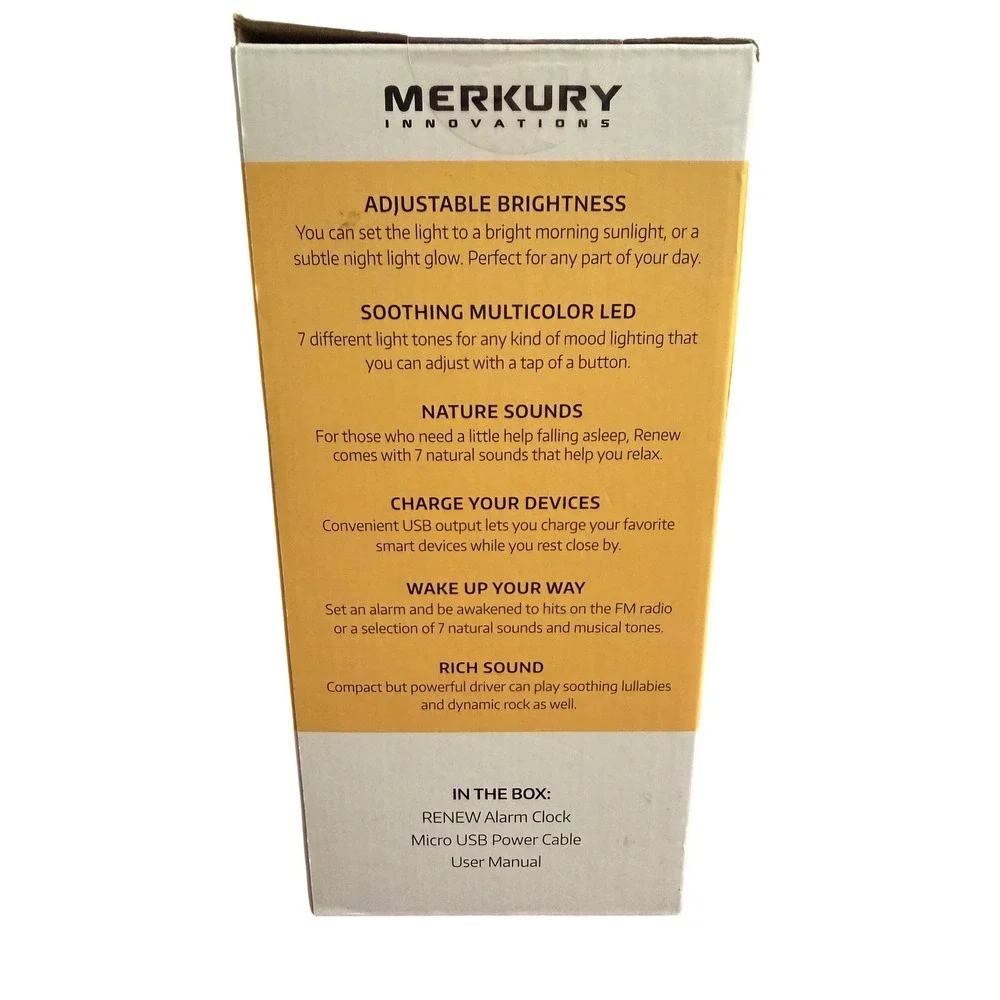 Merkury Innovations Renew Sunrise Simulation Wake-Up Lamp Alarm Clock Radio USB